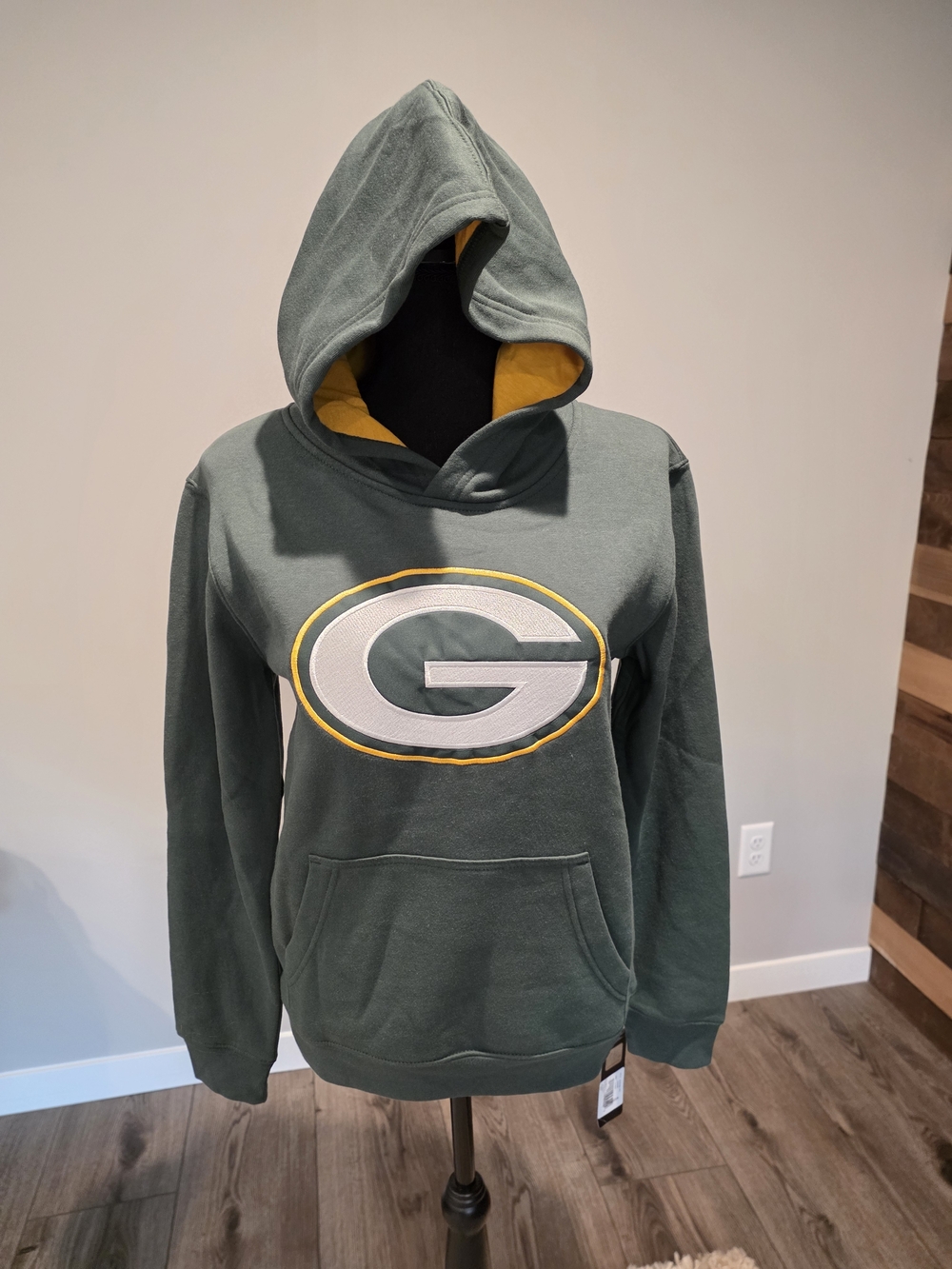 NFL Packers Pullover Hoodie with Yellow Lined Hood